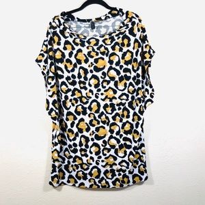 Norma Kamali Leopard Short Dolman Slinky Shirt L